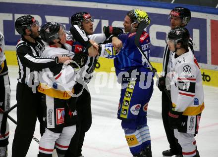 EBEL. Eishockey Bundesliga. EC VSV gegen BEMER Pioneers Vorarlberg.   Marco Richter,   (VSV),  Aron Summer  (Vorarlberg). Villach, am 8.1.2023
Foto: Kuess
www.qspictures.net
---
pressefotos, pressefotografie, kuess, qs, qspictures, sport, bild, bilder, bilddatenbank