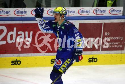 EBEL. Eishockey Bundesliga. EC VSV gegen BEMER Pioneers Vorarlberg.   Torjubel Nicolas Rivett-Mattinen  (VSV). Villach, am 8.1.2023
Foto: Kuess
www.qspictures.net
---
pressefotos, pressefotografie, kuess, qs, qspictures, sport, bild, bilder, bilddatenbank