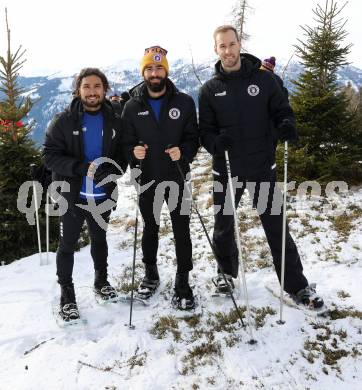 Fussball Bundesliga. Team Building Austria Klagenfurt.   Maximiliano Moreira Romero, Kosmas Gkezos, Marco Knaller.  Bad Kleinkirchheim, am 11.1.2023.
Foto: Kuess


---
pressefotos, pressefotografie, kuess, qs, qspictures, sport, bild, bilder, bilddatenbank