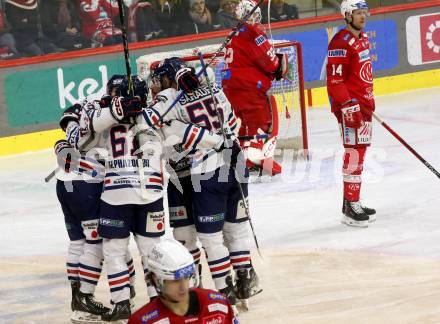 EBEL. Eishockey Bundesliga. EC KAC gegen  Hydro Fehervar AV 19.   Torjubel   (Fehervar). Klagenfurt, am 17.1.2023.
Foto: Kuess
www.qspictures.net
---
pressefotos, pressefotografie, kuess, qs, qspictures, sport, bild, bilder, bilddatenbank