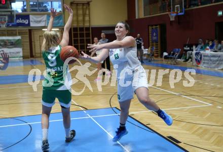 Basketball Damen Superliga. Grunddurchgang 11. Runde. KOS Celovec Damen gegen UBI Graz.  Lena WeiÃenbrunner (KOS),  Johanna Maresch (Graz). Klagenfurt, 21.1.2023.
Foto: Kuess
---
pressefotos, pressefotografie, kuess, qs, qspictures, sport, bild, bilder, bilddatenbank