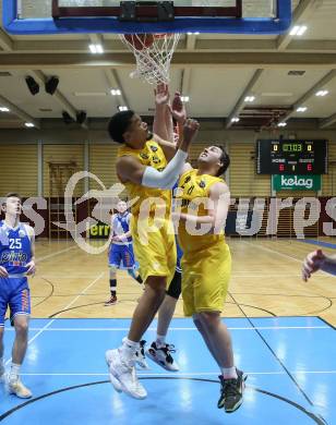 Basketball 2. Liga 2022/2023. Grunddurchgang 14. Runde. Woerthersee Piraten gegen Kufstein Towers.   Marcus Holyfield , Andreas Nuck (Piraten). Klagenfurt, am 28.1.2023.
Foto: Kuess
www.qspictures.net
---
pressefotos, pressefotografie, kuess, qs, qspictures, sport, bild, bilder, bilddatenbank