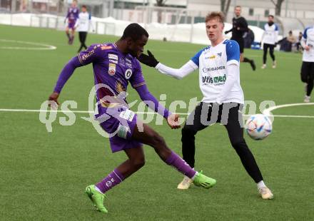 Fussball Testspiel. SK Austria Klagenfurt gegen Treibach.  Solomon Owusu Bonnah  (Klagenfurt). Klagenfurt, am 28.1.2023.
Foto: Kuess


---
pressefotos, pressefotografie, kuess, qs, qspictures, sport, bild, bilder, bilddatenbank