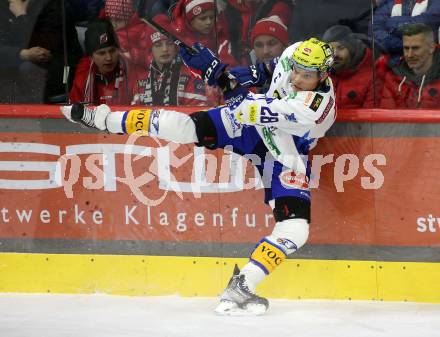 EBEL. Eishockey Bundesliga. EC KAC gegen VSV.  Derek Joslin   (VSV). Klagenfurt, am 29.1.2023.
Foto: Kuess
www.qspictures.net
---
pressefotos, pressefotografie, kuess, qs, qspictures, sport, bild, bilder, bilddatenbank