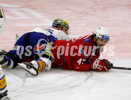 EBEL. Eishockey Bundesliga. EC KAC gegen VSV.   Marcel Witting,  (KAC),   Philipp Lindner  (VSV). Klagenfurt, am 29.1.2023.
Foto: Kuess
www.qspictures.net
---
pressefotos, pressefotografie, kuess, qs, qspictures, sport, bild, bilder, bilddatenbank