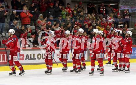 EBEL. Eishockey Bundesliga. EC KAC gegen Asiago Hockey.    Jubel  (KAC).  Klagenfurt, am 5.2.2023.
Foto: Kuess
www.qspictures.net
---
pressefotos, pressefotografie, kuess, qs, qspictures, sport, bild, bilder, bilddatenbank