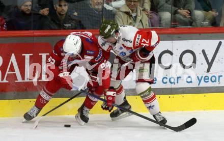 EBEL. Eishockey Bundesliga. EC KAC gegen HCB Suedtirol Alperia.   Clemens Unterweger,   (KAC),  Christian Thomas  (Bozen). Klagenfurt, am 17.2.2023.
Foto: Kuess
www.qspictures.net
---
pressefotos, pressefotografie, kuess, qs, qspictures, sport, bild, bilder, bilddatenbank