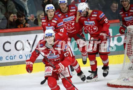 EBEL. Eishockey Bundesliga. EC KAC gegen HCB Suedtirol Alperia.  Torjubel Fabian Hochegger, Paul Postma, Steven Strong, Nikolaus Kraus, Mike Zalewski   (KAC). Klagenfurt, am 17.2.2023.
Foto: Kuess
www.qspictures.net
---
pressefotos, pressefotografie, kuess, qs, qspictures, sport, bild, bilder, bilddatenbank