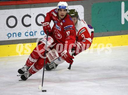 EBEL. Eishockey Bundesliga. EC KAC gegen HCB Suedtirol Alperia.   Lukas Haudum,  (KAC),    Daniel Mantenuto (Bozen). Klagenfurt, am 17.2.2023.
Foto: Kuess
www.qspictures.net
---
pressefotos, pressefotografie, kuess, qs, qspictures, sport, bild, bilder, bilddatenbank