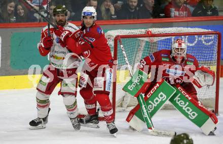 EBEL. Eishockey Bundesliga. EC KAC gegen HCB Suedtirol Alperia.   Lukas Haudum, Sebastian Dahm, (KAC),  Mike Halmo    (Bozen). Klagenfurt, am 17.2.2023.
Foto: Kuess
www.qspictures.net
---
pressefotos, pressefotografie, kuess, qs, qspictures, sport, bild, bilder, bilddatenbank