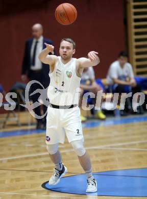 Basketball 2. Liga 2022/2023. Grunddurchgang 17. Runde.  KOS Celovec gegen Kufstein Towers.  Tim Huber (KOS),   (Kufstein). Klagenfurt, am 18.2.2023.
Foto: Kuess
www.qspictures.net
---
pressefotos, pressefotografie, kuess, qs, qspictures, sport, bild, bilder, bilddatenbank