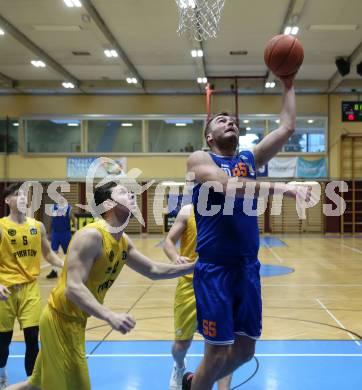 Basketball 2. Liga 2022/2023. Grunddurchgang 17. Runde. Woerthersee Piraten gegen BBU Salzburg. Jan-Arne Apschner   (Piraten),  Luka Milovac (Salzburg). Klagenfurt, am 19.2.2023.
Foto: Kuess
www.qspictures.net
---
pressefotos, pressefotografie, kuess, qs, qspictures, sport, bild, bilder, bilddatenbank