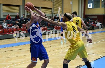 Basketball 2. Liga 2022/2023. Grunddurchgang 17. Runde. Woerthersee Piraten gegen BBU Salzburg. Shawn L. Ray   (Piraten), Luka Milovac  (Salzburg). Klagenfurt, am 19.2.2023.
Foto: Kuess
www.qspictures.net
---
pressefotos, pressefotografie, kuess, qs, qspictures, sport, bild, bilder, bilddatenbank