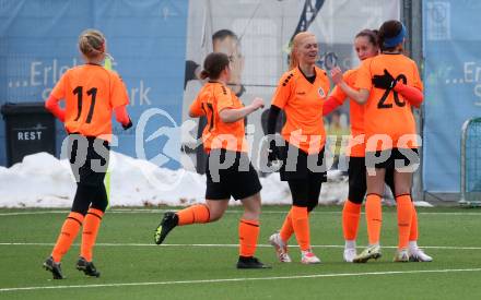 Fussball Testspiel Frauen. SK Austria Klagenfurt gegen FC Bergheim.  Torjubel (Klagenfurt). Klagenfurt, am 18.2.2023.
Foto: Kuess
---
pressefotos, pressefotografie, kuess, qs, qspictures, sport, bild, bilder, bilddatenbank