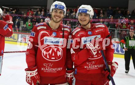 EBEL. Eishockey Bundesliga. EC KAC gegen BEMER Pioneers Vorarlberg.   Thomas Vallant, Kele Steffler  (KAC).  Klagenfurt, am 21.2.2023.
Foto: Kuess
www.qspictures.net
---
pressefotos, pressefotografie, kuess, qs, qspictures, sport, bild, bilder, bilddatenbank