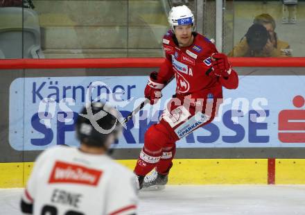 EBEL. Eishockey Bundesliga. EC KAC gegen BEMER Pioneers Vorarlberg.   Torjubel Matthew Fraser  (KAC).  Klagenfurt, am 21.2.2023.
Foto: Kuess
www.qspictures.net
---
pressefotos, pressefotografie, kuess, qs, qspictures, sport, bild, bilder, bilddatenbank