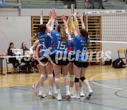 Volleyball. Austrian Volley League Women. ATSC Kelag Wildcats Klagenfurt gegen TI-ROWA-Moser-volley Tirol. Jubel Tirol.  Klagenfurt, 4.3.2023
Foto: Kuess


---
pressefotos, pressefotografie, kuess, qs, qspictures, sport, bild, bilder, bilddatenbank