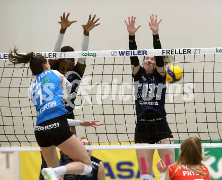 Volleyball. Austrian Volley League Women. ATSC Kelag Wildcats Klagenfurt gegen TI-ROWA-Moser-volley Tirol.  Ehize Omoghibo, Anja Zorman  (Klagenfurt).  Klagenfurt, 4.3.2023
Foto: Kuess


---
pressefotos, pressefotografie, kuess, qs, qspictures, sport, bild, bilder, bilddatenbank