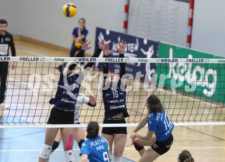 Volleyball. Austrian Volley League Women. ATSC Kelag Wildcats Klagenfurt gegen TI-ROWA-Moser-volley Tirol.  Magdalena Rabitsch, Nikolina Bajic  (Klagenfurt).  Klagenfurt, 4.3.2023
Foto: Kuess


---
pressefotos, pressefotografie, kuess, qs, qspictures, sport, bild, bilder, bilddatenbank