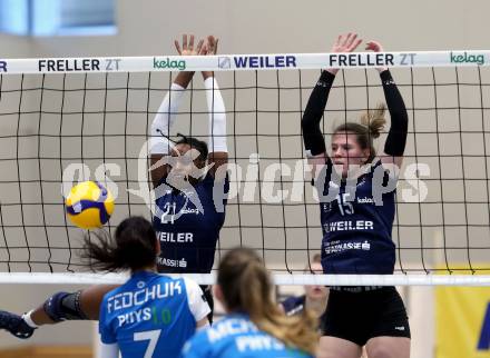 Volleyball. Austrian Volley League Women. ATSC Kelag Wildcats Klagenfurt gegen TI-ROWA-Moser-volley Tirol. Ehize Omoghibo, Anja Zorman   (Klagenfurt).  Klagenfurt, 4.3.2023
Foto: Kuess


---
pressefotos, pressefotografie, kuess, qs, qspictures, sport, bild, bilder, bilddatenbank