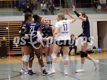 Volleyball. Austrian Volley League Women. ATSC Kelag Wildcats Klagenfurt gegen TI-ROWA-Moser-volley Tirol.  Jubel  (Klagenfurt).  Klagenfurt, 4.3.2023
Foto: Kuess


---
pressefotos, pressefotografie, kuess, qs, qspictures, sport, bild, bilder, bilddatenbank