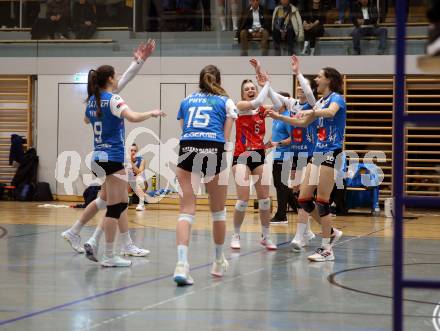 Volleyball. Austrian Volley League Women. ATSC Kelag Wildcats Klagenfurt gegen TI-ROWA-Moser-volley Tirol. Jubel Tirol.  Klagenfurt, 4.3.2023
Foto: Kuess


---
pressefotos, pressefotografie, kuess, qs, qspictures, sport, bild, bilder, bilddatenbank