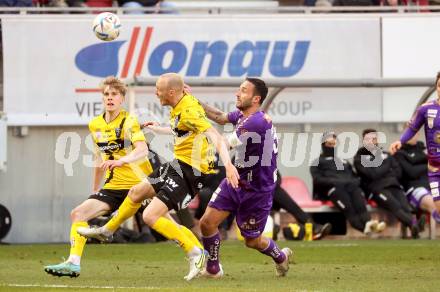 Fussball Bundesliga. SK Austria Klagenfurt gegen Cashpoint SCR Altach.  Markus Pink (Klagenfurt), Stefan Haudum (Altach). Klagenfurt, am 5.3.2023.
Foto: Kuess
---
pressefotos, pressefotografie, kuess, qs, qspictures, sport, bild, bilder, bilddatenbank