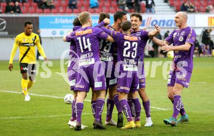 Fussball Bundesliga. SK Austria Klagenfurt gegen Cashpoint SCR Altach. Torjubel Markus Pink, Simon Straudi, Till Schumacher, Florian Rieder, Christopher Cvetko, Vesel Demaku, Nicolas Wimmer (Klagenfurt). Klagenfurt, am 5.3.2023.
Foto: Kuess
---
pressefotos, pressefotografie, kuess, qs, qspictures, sport, bild, bilder, bilddatenbank