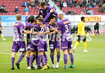 Fussball Bundesliga. SK Austria Klagenfurt gegen Cashpoint SCR Altach. Torjubel Markus Pink, Simon Straudi, Till Schumacher, Florian Rieder, Christopher Cvetko, Vesel Demaku, Nicolas Wimmer, Thorsten Mahrer (Klagenfurt). Klagenfurt, am 5.3.2023.
Foto: Kuess
---
pressefotos, pressefotografie, kuess, qs, qspictures, sport, bild, bilder, bilddatenbank