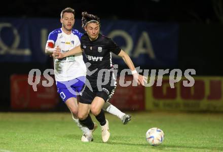 Fussball. Regionalliga. Treibach gegen LASK Amateure OOE.   Kevin Vaschauner,  (Treibach),    Yannick Oberleitner (LASK). Treibach, 24.3.2023
Foto: Kuess


---
pressefotos, pressefotografie, kuess, qs, qspictures, sport, bild, bilder, bilddatenbank