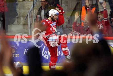 EBEL. Eishockey Bundesliga. EC KAC gegen Salzburg.   Torjubel Lukas Haudum  (KAC).  Klagenfurt, am 26.3.2023.
Foto: Kuess
www.qspictures.net
---
pressefotos, pressefotografie, kuess, qs, qspictures, sport, bild, bilder, bilddatenbank