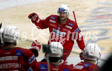 EBEL. Eishockey Bundesliga. EC KAC gegen Salzburg.   Torjubel Jesper Jensen Aabo  (KAC).  Klagenfurt, am 26.3.2023.
Foto: Kuess
www.qspictures.net
---
pressefotos, pressefotografie, kuess, qs, qspictures, sport, bild, bilder, bilddatenbank