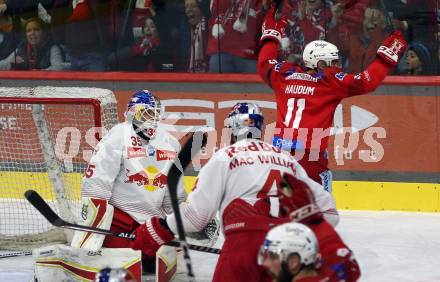 EBEL. Eishockey Bundesliga. EC KAC gegen Salzburg.  Torjubel Lukas Haudum   (KAC).  Klagenfurt, am 26.3.2023.
Foto: Kuess
www.qspictures.net
---
pressefotos, pressefotografie, kuess, qs, qspictures, sport, bild, bilder, bilddatenbank