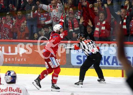 EBEL. Eishockey Bundesliga. EC KAC gegen Salzburg.   Torjubel Lukas Haudum  (KAC).  Klagenfurt, am 26.3.2023.
Foto: Kuess
www.qspictures.net
---
pressefotos, pressefotografie, kuess, qs, qspictures, sport, bild, bilder, bilddatenbank