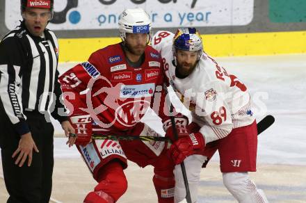 EBEL. Eishockey Bundesliga. EC KAC gegen Salzburg.  Thomas Hundertpfund,   (KAC),    Florian Baltram  (Salzburg). Klagenfurt, am 31.3.2023.
Foto: Kuess
www.qspictures.net
---
pressefotos, pressefotografie, kuess, qs, qspictures, sport, bild, bilder, bilddatenbank