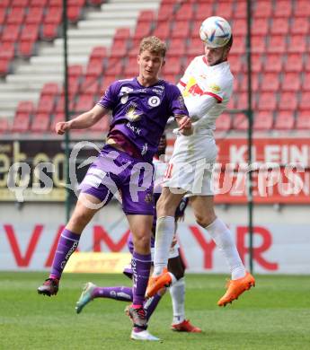 Fussball Bundesliga. SK Austria Klagenfurt gegen Salzburg. Nicolas Binder,   (Klagenfurt),    Strahinja Pavlovic (Salzburg).  Klagenfurt, am 2.4.2023.
Foto: Kuess
---
pressefotos, pressefotografie, kuess, qs, qspictures, sport, bild, bilder, bilddatenbank