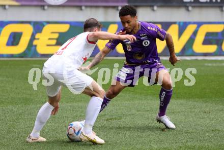 Fussball Bundesliga. SK Austria Klagenfurt gegen Salzburg.  Michael Blauensteiner,  (Klagenfurt),   Andreas Ulmer (Salzburg).  Klagenfurt, am 2.4.2023.
Foto: Kuess
---
pressefotos, pressefotografie, kuess, qs, qspictures, sport, bild, bilder, bilddatenbank