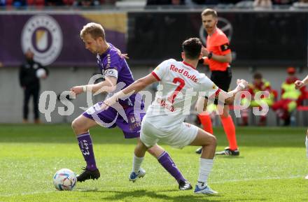 Fussball Bundesliga. SK Austria Klagenfurt gegen Salzburg. Christopher Cvetko,  (Klagenfurt),   Nicolas Capaldo  (Salzburg).  Klagenfurt, am 2.4.2023.
Foto: Kuess
---
pressefotos, pressefotografie, kuess, qs, qspictures, sport, bild, bilder, bilddatenbank