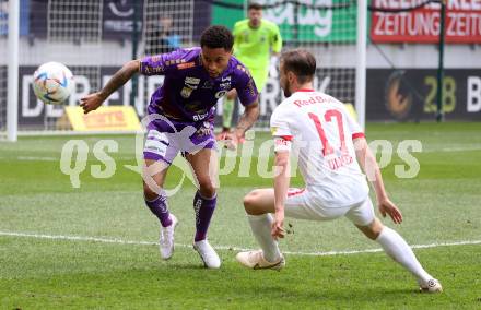 Fussball Bundesliga. SK Austria Klagenfurt gegen Salzburg. Michael Blauensteiner,  (Klagenfurt),   Andreas Ulmer  (Salzburg).  Klagenfurt, am 2.4.2023.
Foto: Kuess
---
pressefotos, pressefotografie, kuess, qs, qspictures, sport, bild, bilder, bilddatenbank