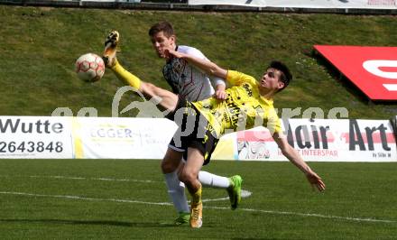 Fussball. Unterliga Ost. St. Veit  gegen Bad St. Leonhard.   Michael Salbrechter (St. Veit),    Michael Karl Schriefl (Bad St. Leonhard). St. Veit, 1.4.2023.
Foto: Kuess


---
pressefotos, pressefotografie, kuess, qs, qspictures, sport, bild, bilder, bilddatenbank