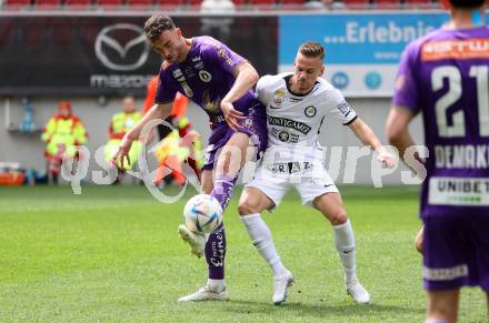 Fussball Bundesliga. SK Austria Klagenfurt gegen Sturm Graz. Andrew Irving, Tomi Horvat  (Klagenfurt),  Tomi Horvat    (Graz).  Klagenfurt, am 16.4.2023.
Foto: Kuess
---
pressefotos, pressefotografie, kuess, qs, qspictures, sport, bild, bilder, bilddatenbank