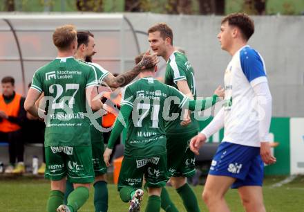 Fussball. Regionalliga. Treibach gegen DSV Leoben.  Torjubel  Thomas Hirschhofer  (Leoben). Treibach, 21.4.2023.
Foto: Kuess


---
pressefotos, pressefotografie, kuess, qs, qspictures, sport, bild, bilder, bilddatenbank