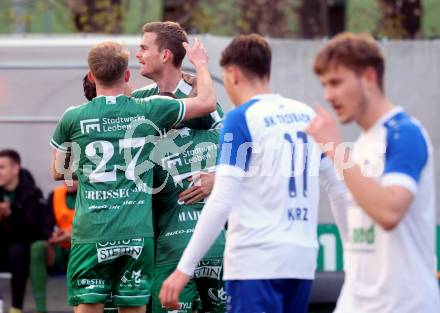 Fussball. Regionalliga. Treibach gegen DSV Leoben.  Torjubel  Thomas Hirschhofer  (Leoben). Treibach, 21.4.2023.
Foto: Kuess


---
pressefotos, pressefotografie, kuess, qs, qspictures, sport, bild, bilder, bilddatenbank