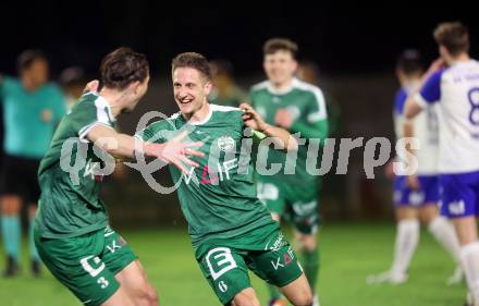 Fussball. Regionalliga. Treibach gegen DSV Leoben.  Jubel Nico Pichler, Ricardo Bagadur   (Leoben). Treibach, 21.4.2023.
Foto: Kuess


---
pressefotos, pressefotografie, kuess, qs, qspictures, sport, bild, bilder, bilddatenbank