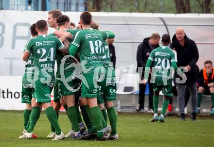 Fussball. Regionalliga. Treibach gegen DSV Leoben.  Torjubel  Thomas Hirschhofer  (Leoben). Treibach, 21.4.2023.
Foto: Kuess


---
pressefotos, pressefotografie, kuess, qs, qspictures, sport, bild, bilder, bilddatenbank