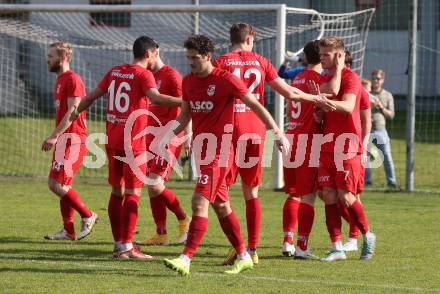 Fussball. Kaerntner Liga. Bleiburg gegen ATSV Wolfsberg.   Torjubel Nejc Plaznik  (Wolfsberg). Bleiburg 22.4.2023.
Foto: Kuess


---
pressefotos, pressefotografie, kuess, qs, qspictures, sport, bild, bilder, bilddatenbank