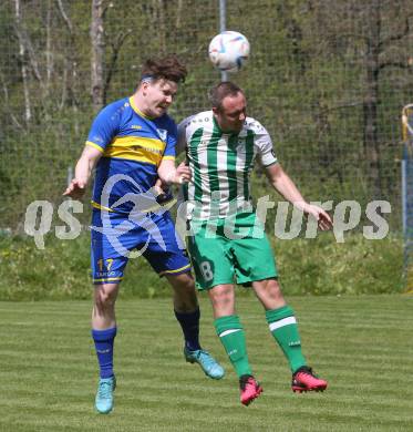 Fussball. 1. Klasse D. DSG Ferlach gegen Tainach.  Marco Goessmann  (Ferlach),  Lukas Jeschonek  (Tainach). Ferlach 29.4.2023.
Foto: Kuess


---
pressefotos, pressefotografie, kuess, qs, qspictures, sport, bild, bilder, bilddatenbank