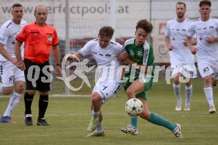 Fussball Kaerntner Liga. ASK gegen Lendorf. Matic Kopac  (ASK), Johannes Brunner  (Lendorf). KLagenfurt, am 2.6.2023.
Foto: Kuess



---
pressefotos, pressefotografie, kuess, qs, qspictures, sport, bild, bilder, bilddatenbank