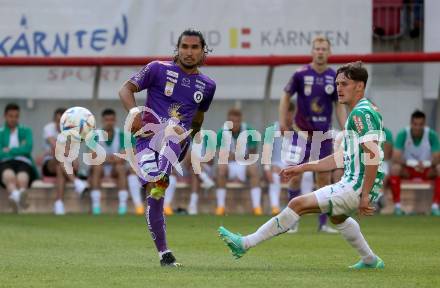 Fussball Bundesliga. SK Austria Klagenfurt gegen SK Rapid Wien. Maximiliano Moreira Romero,  (Klagenfurt),  Moritz Oswald   (Rapid).  Klagenfurt, am 3.6.2023.
Foto: Kuess
---
pressefotos, pressefotografie, kuess, qs, qspictures, sport, bild, bilder, bilddatenbank