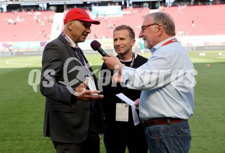 Fussball Bundesliga. SK Austria Klagenfurt gegen SK Rapid Wien.   Manfred Mertel, Klaus Mitterdorfer, Willy Haslitzer. Klagenfurt, am 3.6.2023.
Foto: Kuess
---
pressefotos, pressefotografie, kuess, qs, qspictures, sport, bild, bilder, bilddatenbank